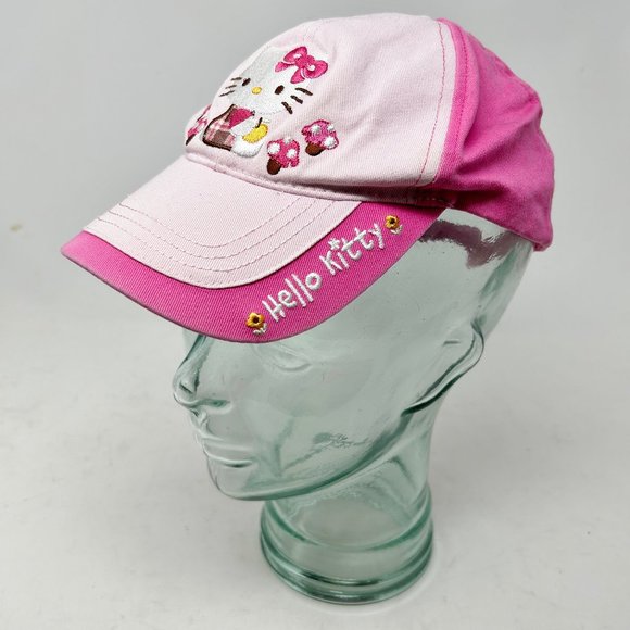 Sanrio Hello Kitty Child Hat OS Pink Adjustable Baseball Sun Cat Cap - Picture 1 of 9
